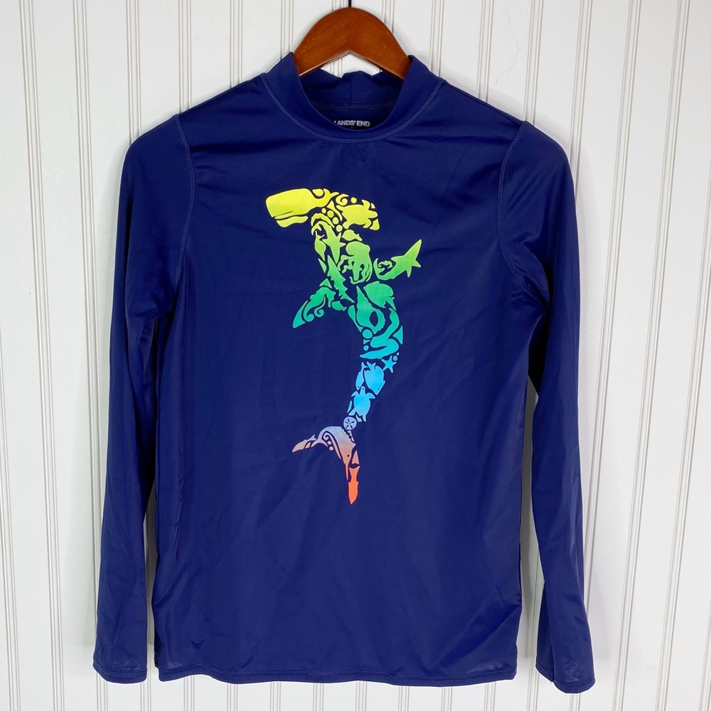 Lands’ End Long Sleeve Rash Guard Swim Shirt Size L 14-16